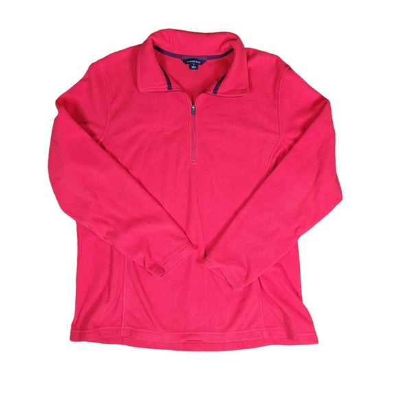 Land End Red 1/4 Zip Soft Fleece Pullover Youth SZ XL - Picture 5 of 9